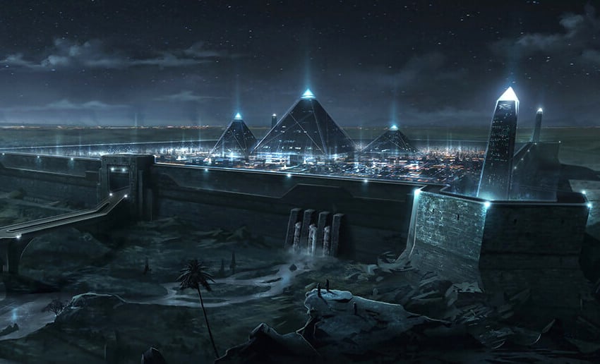 Tranh của họa sĩ mô tả một Ai Cập xa xưa có sử dụng điện năng (ảnh qua ancient-code.com)