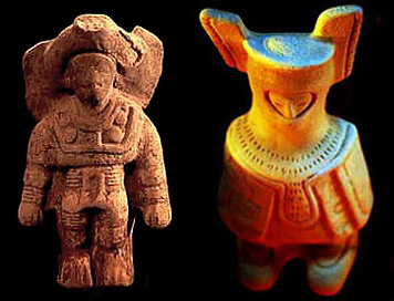 Các bức tượng cổ này đều khoác lên mình các bộ quần áo và mũ giống như các phi công vũ trụ hiện nay (ảnh: pacal.de) 