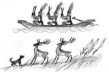 Cảnh “Chó đón hươu” trên các rìu đồng Đông Sơn