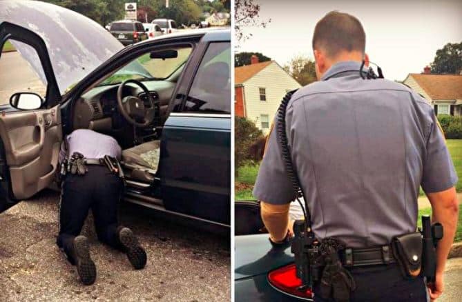 Cảnh sát Mỹ không phạt mà sửa xe cho người vi phạm