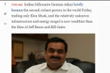 Tỷ phú Ấn Độ Gautam Adani trở thành người giàu thứ 2 thế giới