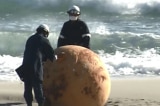 Giới chức và người dân bối rối trước quả cầu sắt bí ẩn xuất hiện trên bãi biển Nhật Bản